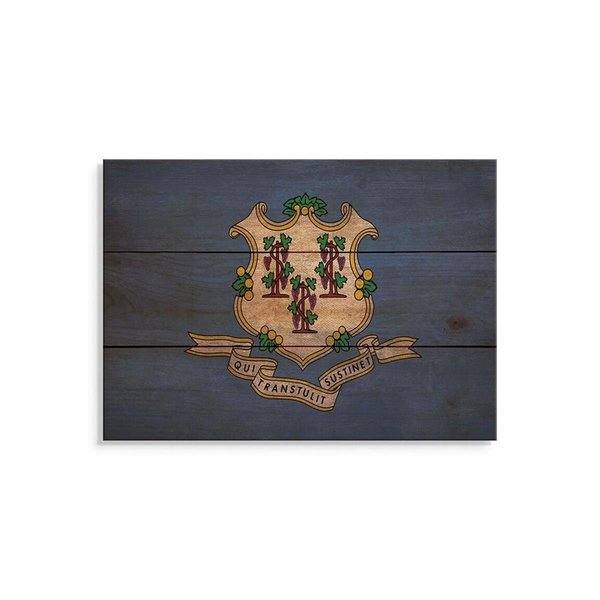 Wile E. Wood 15 x 11 in. Connecticut State Flag Wood Art FLCT-1511